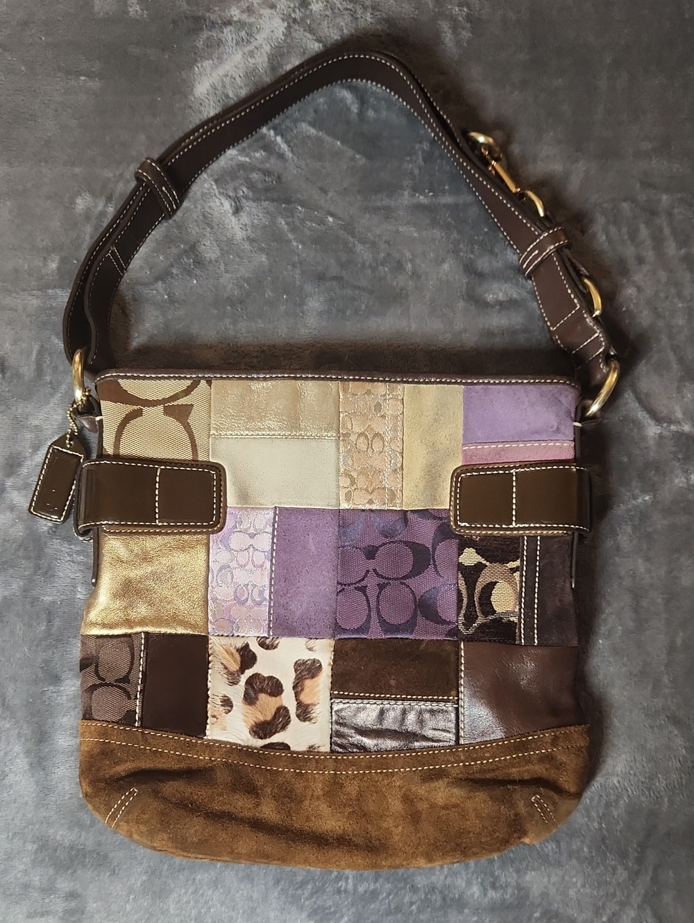 Coach Vintage Patchwork Suede and Leather Shoulder Bag & Matching Wristlet